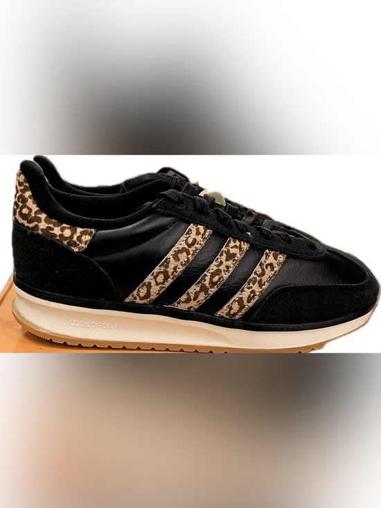 adidas Shoes - Adidas Women’s Sz 8.5 Run 70s 2.0 Black Leather Sneakers with Leopard Stripe